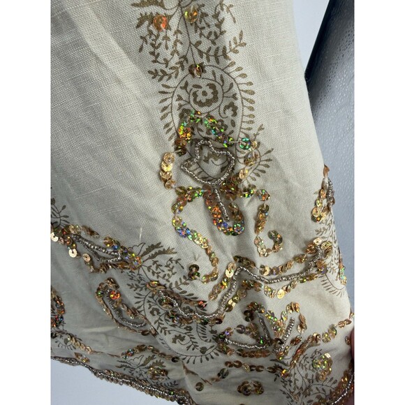 Carole Little Vintage skirt Linen Blend sequin Folk Cottagecore Fairy Midi 8 - Picture 4 of 13